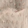 Zasłona beżowa zdobiona pomponami z szyfonu 135x250 przelotka AURELIA Eva Minge Eurofirany