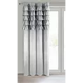 Zasłona srebrna zdobiona falbanami z welwetu 140x250 cm przelotka AURA Eurofirany
