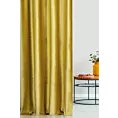 Zasłona szyta na taśmie 5 cm żółta z tkaniny welwetowej w pionowe prążki, wykończona obciążnikiem