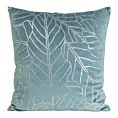 Poszewka na poduszkę 45x45 cm welwetowa z nadrukiem złocistych liści niebieska BLINK 32 Eurofirany