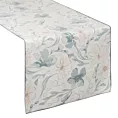 Bieżnik na stół naturalno, jasnoniebieski 40x180 cm INES 10 z nadrukowanym motywem pastelowych kwiatów