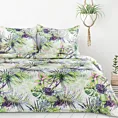 Pościel 160x200 cm z mikrofibry kolor jasnozielony, biały zdobiona botanicznym wzorem ROMMY Design 91