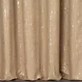 Zasłona szyta na taśmie fala beżowo złocista z miękkiej tkaniny o strukturze weluru z połyskliwym nadrukiem