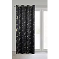 Zasłona czarno, złocista zdobiona błyszczącym marmurkiem z welwetu, złote przelotki 140x250 cm przelotka MOLLY Eurofirany