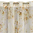 Zasłona beżowo, żółta z nadrukiem kwiatów z etaminy 140x250 cm przelotka AVA Eurofirany