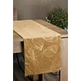 Bieżnik na stół miodowo, złocisty 35x220 cm welwetowy BLINK 16 z dużym wzorem liści