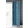 Zasłona niebieska z welwetu wytłaczanego w liście 140x250 cm przelotka OCTAVIA Eurofirany