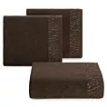 Ręcznik kąpielowy 50x90 cm bawełniany kolor brązowy z ozdobną błyszczącą bordiurą 500 g/m2 MARGO Eurofirany