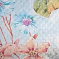 Narzuta welwetowa jasnoturkusowa 220x240 cm z kwiatowym nadrukiem pikowana metodą hot press ARLETA EUROFIRANY PREMIUM Eurofirany