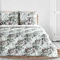 Pościel 220x200 cm bawełniana kolor biały, stalowy dwustronna z wzorem botanicznym NIKA 53 Eurofirany