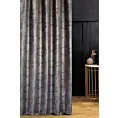 Zasłona szyta na taśmie 5 cm popielato złocista z miękkiej, welwetowej tkaniny z nieregularnym wzorem i błyszczącym nadrukiem
