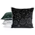 Poszewka na poduszkę 45x45 cm z haftowanym świątecznym motywem z frędzlami na brzegach czarno, srebrna Eurofirany