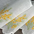 Tkanina firanowa zazdrostka zdobiona haftem żółtych kwiatów Eurofirany