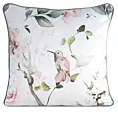 Poszewka na poduszkę dwustronna 45x45 cm welwetowa z motywem roślinnym z wypustką na brzegach biało, zielona INEZ EUROFIRANY PREMIUM