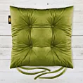 Poduszka na krzesło dwustronna 40 x 40 x 8 cm welwetowa oliwkowa z czterema pikowaniami Eurofirany