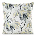 Poszewka na poduszkę 40x40 cm welwetowa zdobiona nadrukiem liści kasztanowca biała, jasnoszara Melisa Eurofirany
