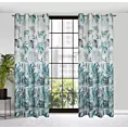 Zasłona granatowo, turkusowa zdobiona nadrukiem roślinnym 140x250 przelotka PILAR Eurofirany