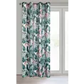 Zasłona zielono, różowa we wzór liści z welwetu 140x250 cm przelotka MADERA Eurofirany