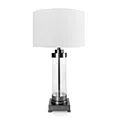 Lampa stołowa do pokoju biało, czarna CLARA o prostej szklanej podstawie Eurofirany