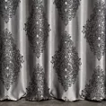 Zasłona szyta na taśmie fala popielata z tkaniny w klasyczny wzór ornamentowy z drobnym błyszczącym akcentem
