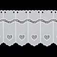 Tkanina firanowa zazdrostka zdobiona ażurowym haftem serca Eurofirany