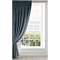 Zasłona grafitowa z tkaniny welwetowej, troczek w zestwie 140x300 cm taśma ANTARA Eurofirany