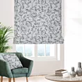 Roleta szyta z systemem comfort biało czarna z miękkiej tkaniny z nadrukiem w kwiaty