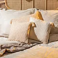 Poszewka na poduszkę 45x45 cm bawełniana zdobiona chwostami na rogach beżowa SEVILLE TERRA COLLECTION Eurofirany