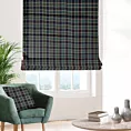 Roleta rzymska granatowo zielona z delikatnej tkaniny w kratkę