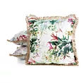 Poszewka na poduszkę 45x45 cm z tkaniny wodoodpornej na taras oraz balkon zdobiona nadrukiem kwiatów i frędzli biało, zielona GARDEN Eurofirany