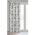Zasłona biało, srebrna w liście ze srebrnym akcentem,welwetowa 140x270 cm taśma RODOS Eurofirany