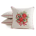 Poszewka na poduszkę świąteczna 45x45 cm o strukturze lnu czerwono, zielona zdobiona aplikacją Eurofirany