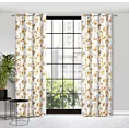 Zasłona biało, beżowa w kwiaty, zaciemniająca 140x250 cm przelotka CAREN Eurofirany