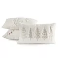 Poszewka na poduszkę świąteczna 30x50 cm kremowo, złota z przyjemnego futerka zdobiona haftem choinek  Eurofirany