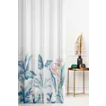 Tkanina firanowa etamina z nadrukiem egzotycznych liści zakończona szwem obciążającym Eurofirany