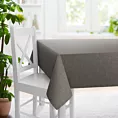 Obrus szyty popielaty z miękkiej tkaniny welwetowej z efektem kreszowania, wykończona obciążnikiem