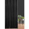 Zasłona szyta na przelotkach czarna z gładkiej, zaciemniającej tkaniny z wyraźnym splotem