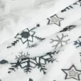 Koc świąteczny 150x200 cm biało, granatowy zdobiony nadrukiem śnieżynek Eurofirany