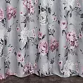 Zasłona szyta na taśmie 5 cm szara tkanina z bawełną drukowana w kwiatowy wzór