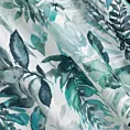 Zasłona biało, zielona w liście 140x250 cm przelotka ADELINE Eurofirany