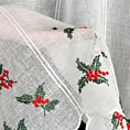 Tkanina firanowa zazdrostka z haftem świątecznym z motywem ostrokrzewu Eurofirany