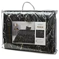 Narzuta welwetowa czarno, szampańska 170x210 cm pikowana metodą hot press z błyszczącym wzorem marmurku BLINK 4 EUROFIRANY PREMIUM