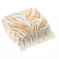 Koc bawełniano-akrylowy 150x200 cm beżowy, jasnokremowy z motywem liści zakończony frędzlami AKRYL 25 EUROFIRANY PREMIUM