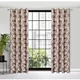 Zasłona beżowo, brązowa z motywem kwiatowym, zaciemniająca 140x250 cm przelotka SIMONA Eurofirany