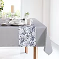 Komplet obrus z bieżnikiem jasnoszaro, biały 140x220/33x220 cm ANITA 3 zdobiony subtelnym wzorem roślinnym