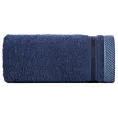 Ręcznik kąpielowy 100X150 cm bawełniany kolor granatowy zero twist z bordiurą w paski 500 g/m2 ABBIE Eurofirany