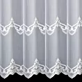 Firana szyta na taśmie 8 cm OCTAVIANA naturalna z matowej tkaniny ozdobionej kordonkowym wzorem ornamentowym