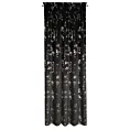 Zasłona czarno, szampańska z błyszczącym nadrukiem kwiatu jabłoni, welwetowa 140x270 cm taśma SELENA Eurofirany