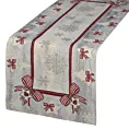 Bieżnik na stół popielato, srebrny 45x140 cm gobelinowy z mieszanki włókien zdobiony wzorem świątecznym