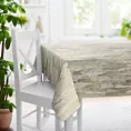 Obrus szyty kremowo srebrzysty z welwetowej tkaniny z błyszczącym nadrukiem